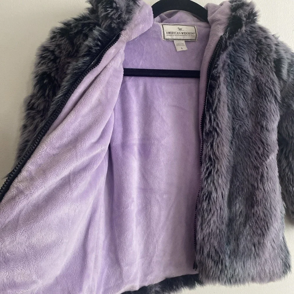 American Widgeon Purple Faux Fur girls winter Coat‎ Jacket size 6 Fuzzy